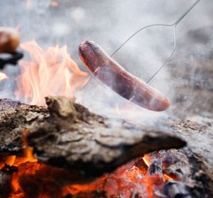 The foldable folk is a campfire roasting essential. It's 38in reach allows you to sit back and relax while roasting hotdogs, sausages and marshmallows over the fire. It conveniently folds on a centre hinge for storage.