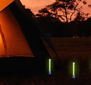Light your way through the night with glowsticks using our glowstick holders. Place them in the ground to mark your way home, avoid dangerous areas of the woods or simply maker your camping territories.