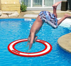 A must have product for all the lucjky households who have pools.  The Loop is an aquatic foam ring used for diving and pool games. The ring is made of a soft foam and will break apart on contact. 