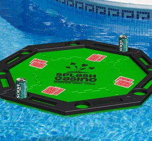 Enjoy the sun, the water and a game of cards at your next pool party with Splash Casino. This floating card table is assembled using 5 interlocking foam pieces and disassembles for convenient storage. Splash casino will definitely add a fun twist to your next party or game night.
